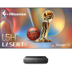 imageHisense 100L5H Laser TV Ultra Short Throw Projector with 100quot ALR High Gain Screen 4K UHD 2700 ANSI Lumens Dolby Vision ampamp Atmos HDR10 Google TV Netflix120L5H