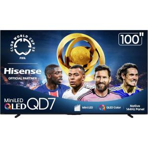imageHisense 100quot Class QD7 Series MiniLED 4K UHD Smart Fire TV 100QD7QF 2025 Model  QLED 144hz HDR10 Dolby Vision Dolby Atmos Game Mode Pro ALLM Alexa Built in with Voice Remote Black100Inch