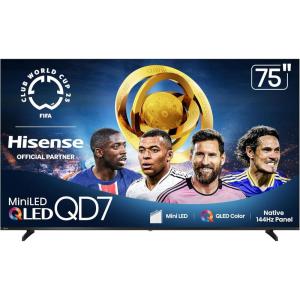 imageHisense 100quot Class QD7 Series MiniLED 4K UHD Smart Fire TV 100QD7QF 2025 Model  QLED 144hz HDR10 Dolby Vision Dolby Atmos Game Mode Pro ALLM Alexa Built in with Voice Remote Black75Inch