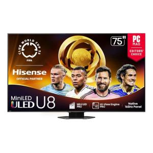imageHisense 100quot Class U8 MiniLED ULED 4K UHD Google Smart TV 100U8QG 2025 Model  QLED Native 165Hz VRR 288 Up to 5000 Nits HDR10 Dolby Vision IQ  Atmos IMAX Enhanced 412 Ch Surround75Inch