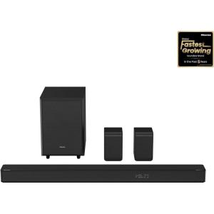 imageHisense AX5125H 512Ch Sound Bar with Wireless Subwoofer 500W Dolby Atmos Bluetooth 53 EzPlay 4K HDMI Pass Through Roku TV Ready DTSX HDMIAUXARCOpticalUSB 7 EQ Modes