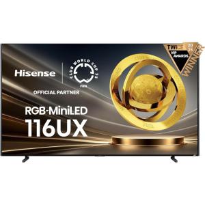 imageHisense 116Inch Class Premium UX Series RGBMiniLED 4K UHD HDR Google Smart TV116UX 2025  RGB Backlight MiniLED Up to 8000 nits 3D Color Master Pro Native 165Hz Panel 622 CineStage X