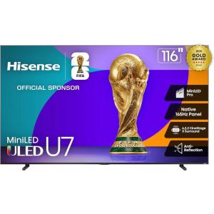 imageHisense 116quot U7 MiniLED ULED 4K UHD Best Premium Gaming Google Smart TV 116U75QG 2025 Model  QLED Native 165Hz VRR 288 Up to 4000 Nits HDR10 Dolby Vision IQ  Atmos IMAX Enhanced 622 Ch
