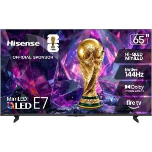imageHisense 75 E7 Cinema Series HiQLED MiniLED 4K UHD Smart Fire TV 75E7SF 2026 Model Native 144Hz Dolby Vision IQ  Atmos Full Array Local Dimming HDR10 Adaptive Alexa Built in65Inch