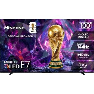 imageHisense 75 E7 Cinema Series HiQLED MiniLED 4K UHD Smart Fire TV 75E7SF 2026 Model Native 144Hz Dolby Vision IQ  Atmos Full Array Local Dimming HDR10 Adaptive Alexa Built in100Inch