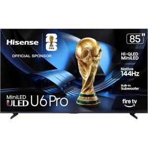 imageHisense 75 U6 Pro Series MiniLED 4K UHD HDR Gaming AI Smart Fire TV 75U6SF Pro 2026 New  HiQLED Native 144Hz Motion Rate 480 Dolby Vision IQ Atmos HDR10 GlareFree Alexa85inch