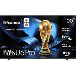 imageHisense 75 U6 Pro Series MiniLED 4K UHD HDR Gaming AI Smart Fire TV 75U6SF Pro 2026 New  HiQLED Native 144Hz Motion Rate 480 Dolby Vision IQ Atmos HDR10 GlareFree Alexa100inch